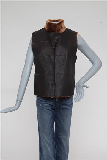 Colete Couro Forrado  Marrom