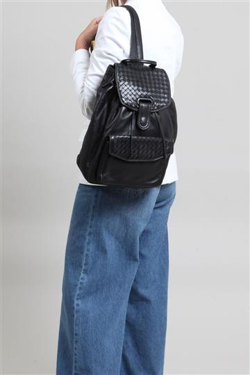 Mochila  de Couro Bottega Veneta Preta