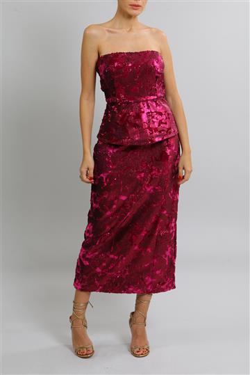 Conjunto Achados da New Top e Saia Vanessa Vasconcelos Paetês Rosa