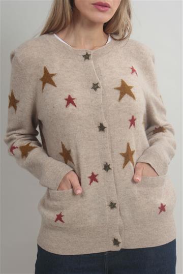 Cardigan Chanel Estrelas Cashmere e Mohair Bege