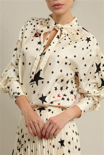 Blusa Valentino Seda Estrelas Off-White