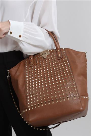 Bolsa Valentino Rockstud Tote Caramelo