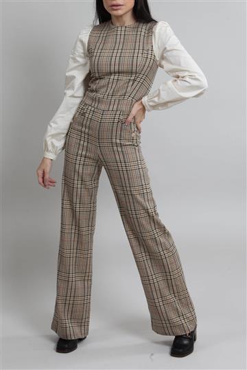 Macacão Achados da New IQ Collection Príncipe de Gales Marrom