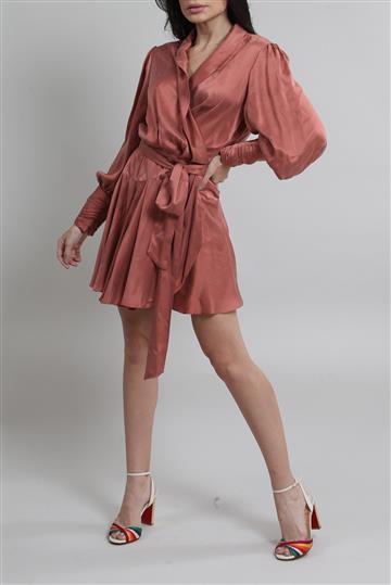 Vestido Zimmermann Envelope de Seda Rose