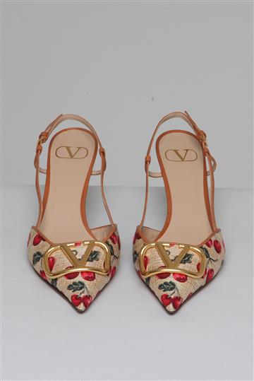 Sapato Valentino Sling Back Cerejas Bege