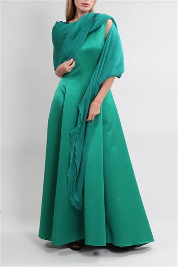 Vestido Carolina Herrera Longo Cetim de Seda Verde