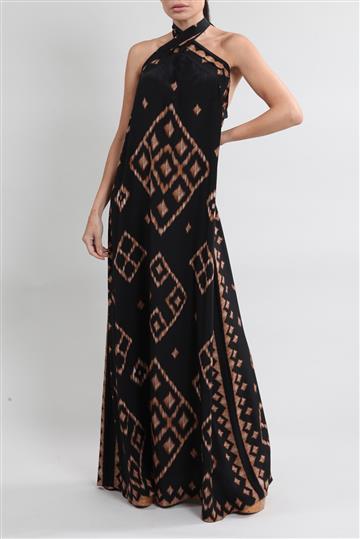 Vestido Lenny Niemeyer Frente Única de Seda Preto