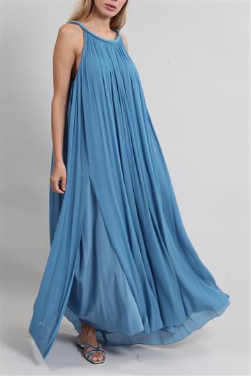 Vestido Chloé Longo Seda Azul