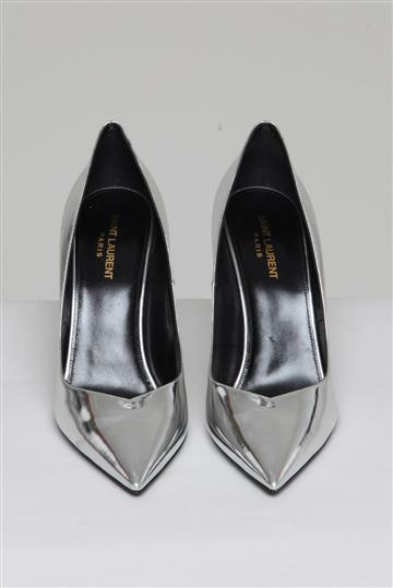 Sapato Saint Laurent Scarpin Metalizado Prateado