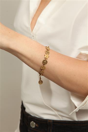 Pulseira Christian Dior Mini Moedas Dourada
