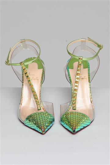 Sapato Christian Louboutin Nosy Spike Metalizado Verde
