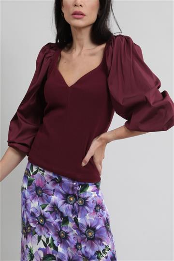 Blusa Cris Barros Mangas Bufantes Bordô